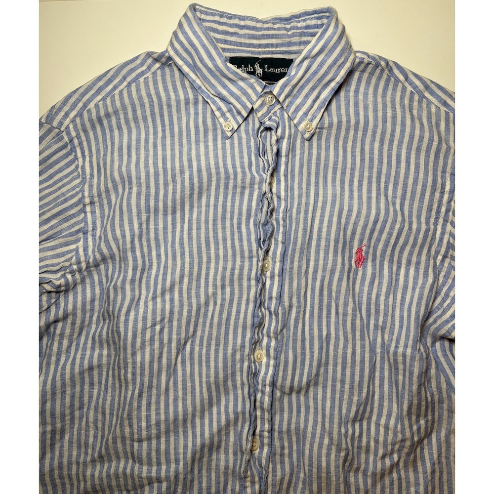 Ralph Lauren Polo Men's Striped 100% Linen Shirt | Custom Fit | Medium
